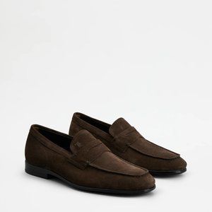 Tod's Gomma Brown Suede Loafers Size 9.5 UK
